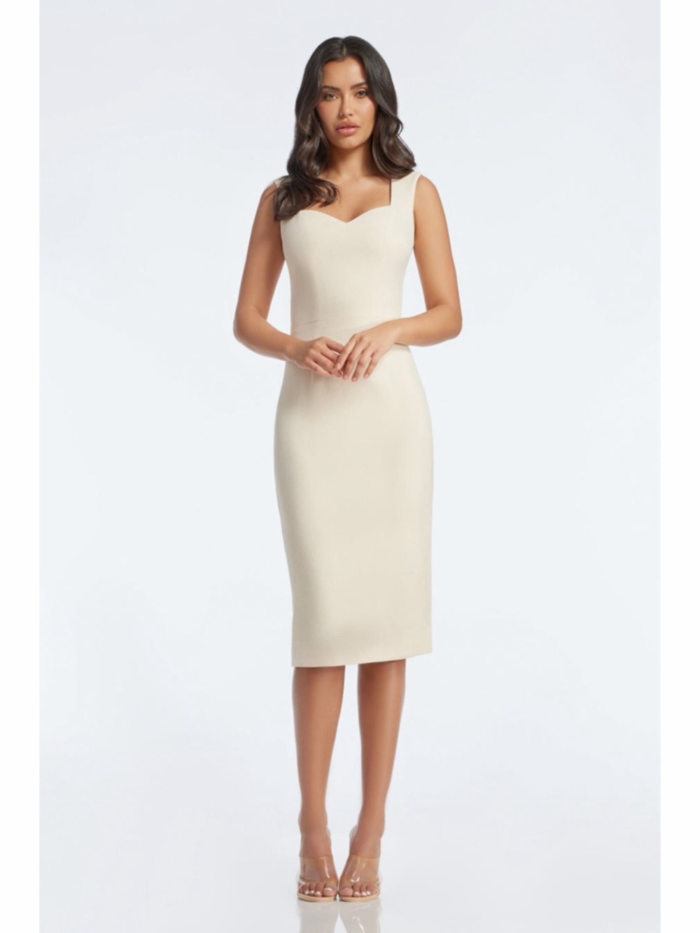 NWT Dress The Population Elle Sweetheart Neck Cream Sheath Dress